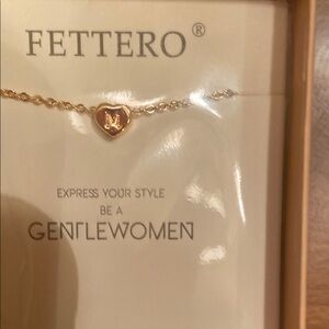 Gold Heart Initial Necklace. Initial M